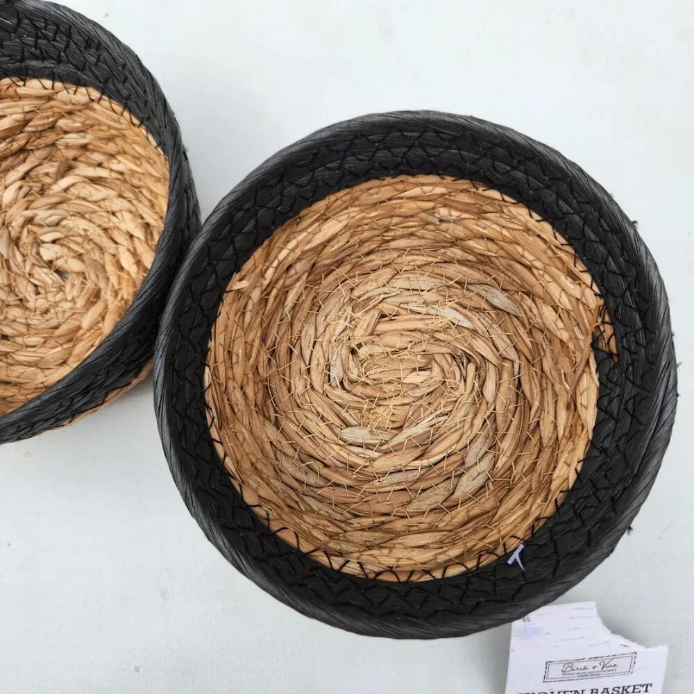 New Small Set of 2 Baskets Woven Basket Dark Navy Blue Decor Keys Holder Entrywa